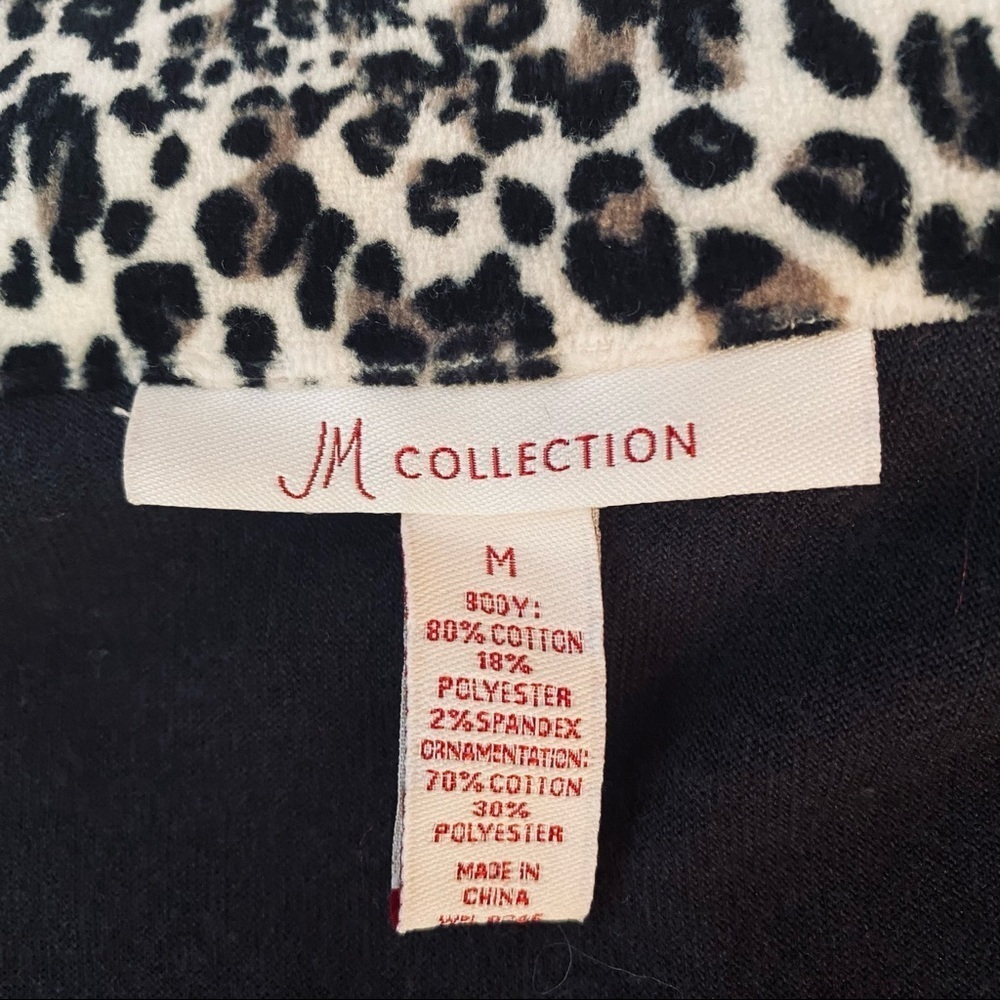 JM Collection Velvet Black Animal Print Trims. Jacket. Sz 12. - Picture 10 of 10